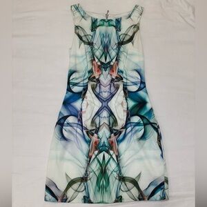 Forever New Abstract Print Fitted Satin Dress
